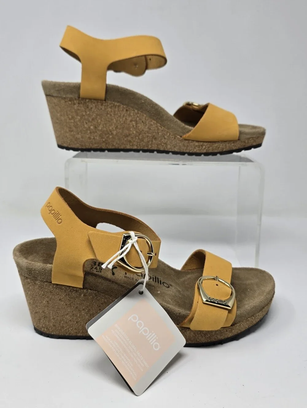 Papillio Birkenstock Womens 38 EU Size US 7 Soley Wedge Sandal Apricot Nubuck